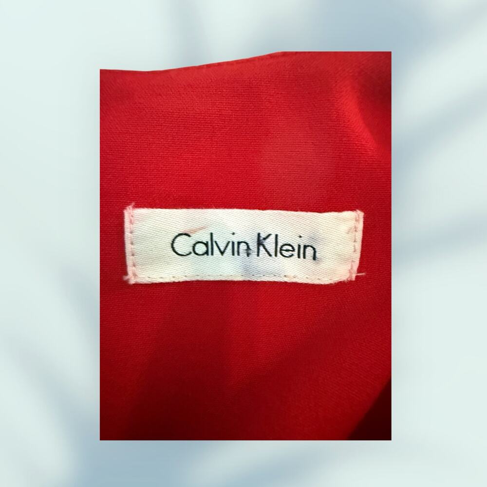 Calvin Klein Red Sleeveless Zipper Front & Back Drop Waist Dress. - Picture 3 of 15